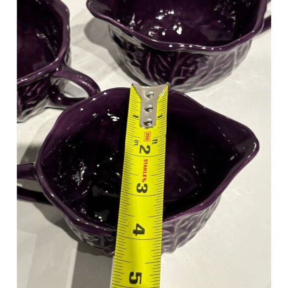 Set of 3 Purple Ceramic Vine & Leaves Cups by Faiancas Neto & Gomes Portugal - Picture 6 of 11